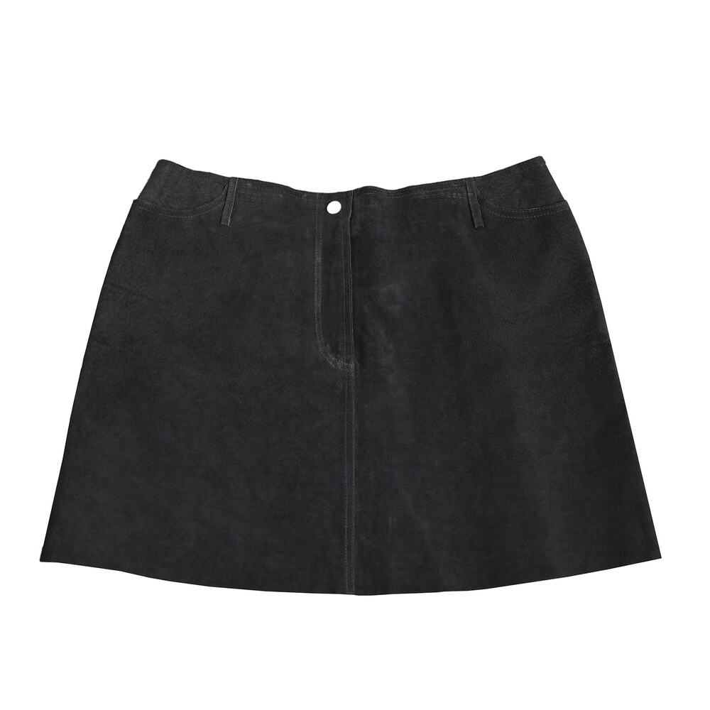 Women's Black Leather Hugo Buscati Collection Mini Skirt - 12